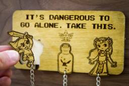 Legend Of Zelda Inspired Modern - Wooden Keyring & Wall Mount Laser-Cut Rack Gaming Home Decor Geeky Gamer Gift - thumbnail 1