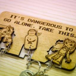 Legend Of Zelda Inspired Modern - Wooden Keyring & Wall Mount Laser-Cut Rack Gaming Home Decor Geeky Gamer Gift - thumbnail 2
