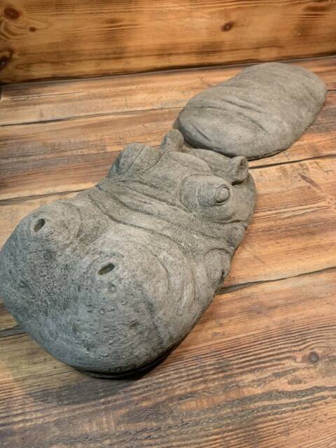 Stone Garden Extra Large 2 Piece Laying Submerged Hippo Statue Ornament - image 1