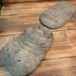 Stone Garden Extra Large 2 Piece Laying Submerged Hippo Statue Ornament - thumbnail 3