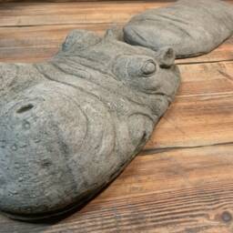 Stone Garden Extra Large 2 Piece Laying Submerged Hippo Statue Ornament - thumbnail 2