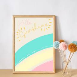 Set Of 3 Bright Teen & Tween Prints. Pink, Yellow Aqua Pastel Rainbow Wall Art. Positive Affirmation Quotes - Prints Only - thumbnail 3