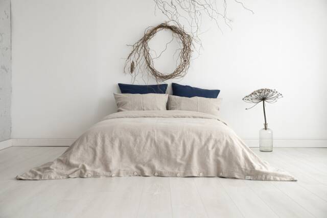 Linen Duvet Cover Buttons Closure, Inner Ties. Neutral Colors. Pre-Washed Italian Medium-Weight Linen. Custom Sizes. Handmade in Lithuania - image 1