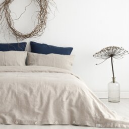 Linen Duvet Cover Buttons Closure, Inner Ties. Neutral Colors. Pre-Washed Italian Medium-Weight Linen. Custom Sizes. Handmade in Lithuania - thumbnail 2