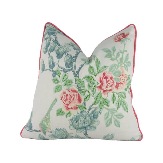 Cowtan & Tout - Jacqueline Rose/Aqua Stunning Contrast Piped Designer Cushion Cover Home D??cor Throw Pillow - image 1