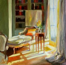 "Atelier Chaise Art Print French Interior Painting By Cecilia Rosslee - 10"" X 10" - thumbnail 1