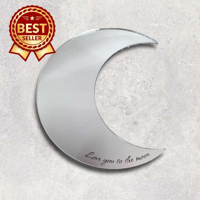 Moon Acrylic Mirror Wall Art Personalized Engraving Options - image 1