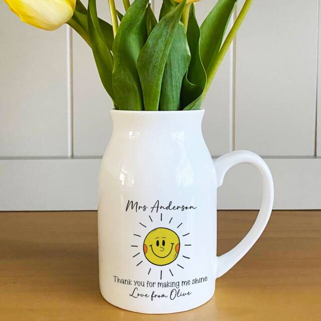 Personalised Teacher Thank You Gift, Bud Vase, Gift With Name, End Of Term For Making Me Shine - image 1