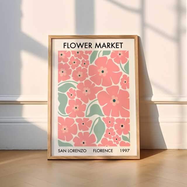 Florence San Lorenzo Flower Market Print - Markets - Floral, Botanical, Abstract, Bedroom, Wall Art, Matisse, Pink, Italy, Porch - image 1
