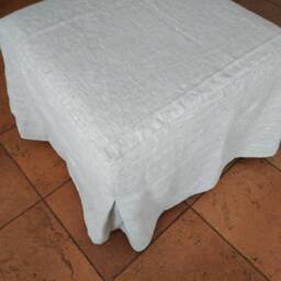 Pouf Ottoman Slipcover With The Corner Pleats - Linen Cover Pleated Corners Any Custom Size Cover With The Skirt - thumbnail 3