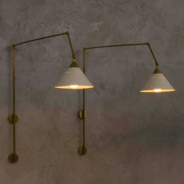 stilnovo Brass Wall Sconce Pair - Italian Mid-Century Dual Shade Light - image 1