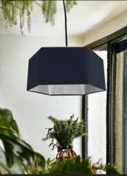 New Luxury Premium Quality Dark Blue Hexagon Velvet Lamp Shade Pendant Light With Metallic Lining