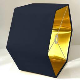 New Luxury Premium Quality Dark Blue Hexagon Velvet Lamp Shade Pendant Light With Metallic Lining - thumbnail 3