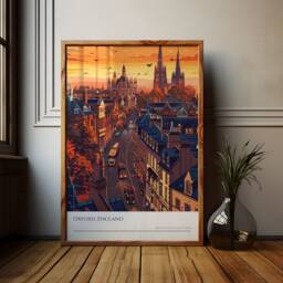 Oxford Sunset Art Print England Cityscape Travel Poster - thumbnail 1