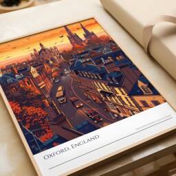 Oxford Sunset Art Print England Cityscape Travel Poster - thumbnail 3