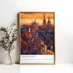 Oxford Sunset Art Print England Cityscape Travel Poster - thumbnail 2