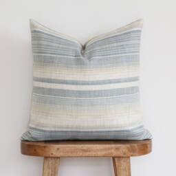 Neutral Stripe Pillow Cover - Blue & Tan 20 X Lumbar Beach House Nova - thumbnail 2
