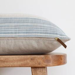 Neutral Stripe Pillow Cover - Blue & Tan 20 X Lumbar Beach House Nova - thumbnail 3