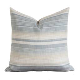 Neutral Stripe Pillow Cover - Blue & Tan 20 X Lumbar Beach House Nova - thumbnail 1