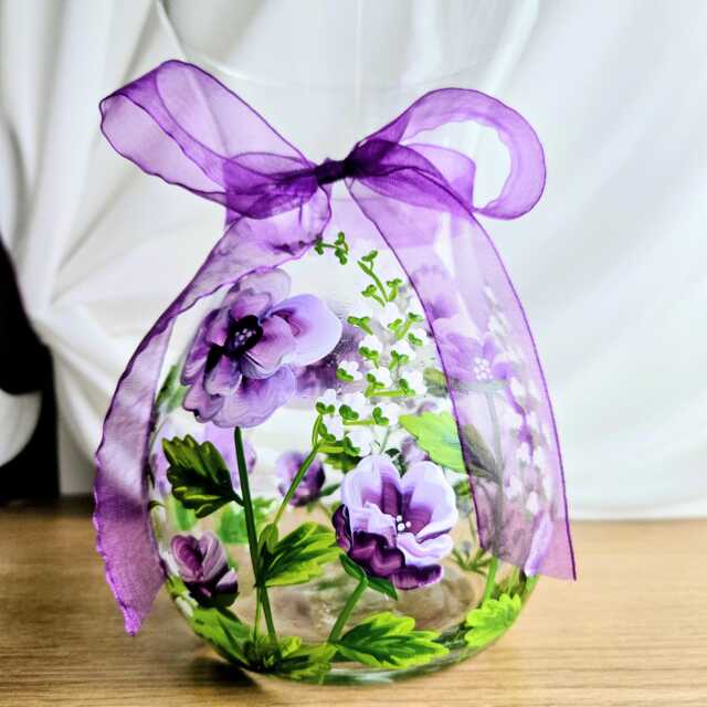 Hand Painted Vase Purple & Lavender Flowers, Unique Floral Art - image 1