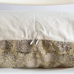 Floral Lumbar Pillow Cover Indian Block Print, Boho Farmhouse Decor - thumbnail 3