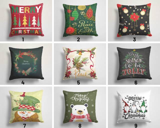 Merry Christmas Pillow Cover/New Year Glass Tree Cushion Cover/Snowman, Bear Cover/Gift For Family/Christmas Gift - image 1