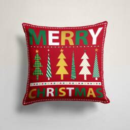 Merry Christmas Pillow Cover/New Year Glass Tree Cushion Cover/Snowman, Bear Cover/Gift For Family/Christmas Gift - thumbnail 2
