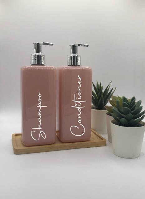 Personalised Pink Square Soap Dispenser Bottle With Silver Pump 250Ml & 500Ml - image 1