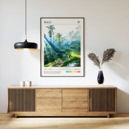 Bali Rice Terraces Travel Poster Modern Indonesia Art Print - thumbnail 1
