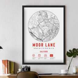 Salford City Fc Moor Lane Peninsula Stadium Minimalist Map Prints & Frames - Ammies Memorabilia Gift Decor Dad Granddad Brother Football - thumbnail 2