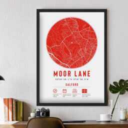 Salford City Fc Moor Lane Peninsula Stadium Minimalist Map Prints & Frames - Ammies Memorabilia Gift Decor Dad Granddad Brother Football - thumbnail 3