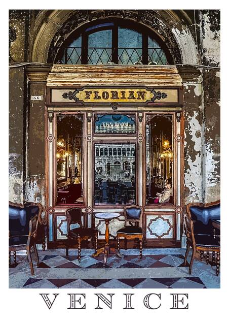 Caffe Florian Venice Travel Poster Art Print St Mark Square Literary Destination Cafe - image 1