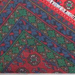 7x10 Afghan Bukhara Rug, 6'5x9'8 Hand Knotted Veg Dyes Wool Turkmen Traditional Area Red Green Blue Bedroom, Living Room Rug - thumbnail 4