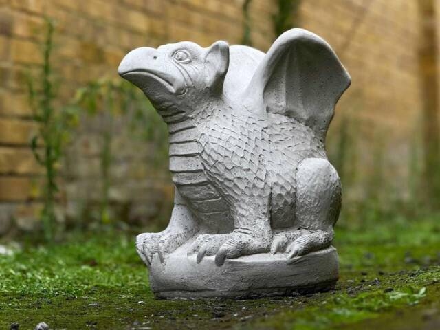 Concrete Dragon Statue Fantasy Garden Baby Sculpture Mythical Outdoor Decoration Cement Figurine Yard Ornament Lawn Decor Gift - image 1