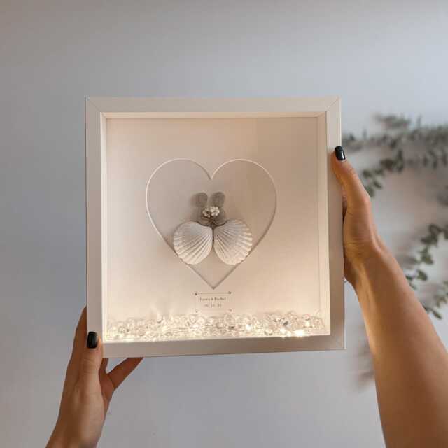 Brides Personalised Wedding Keepsake Pebble Art Picture Frame Gift For Two Brides Women Same Sex Marriage Lesbian Gay Mrs & - image 1