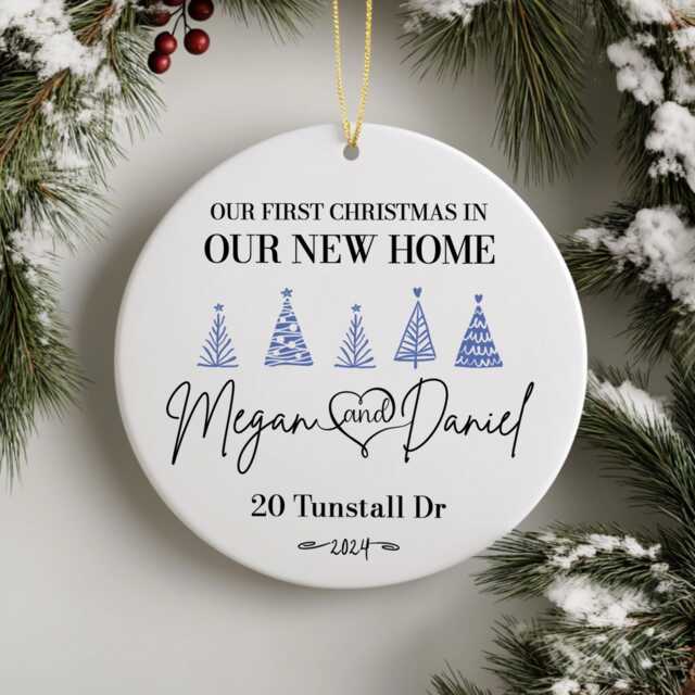 Personalized First Christmas Ornament New Home Ceramic Keepsake - image 1