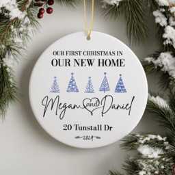 Personalized First Christmas Ornament New Home Ceramic Keepsake - thumbnail 1