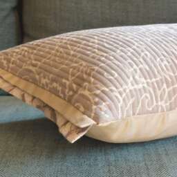 Soft Warm Grey Block Print Pillow Cover , Print, Quilted 100% Cotton Cushion Decorative - thumbnail 3