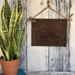 Nashville Skyline Leather Wall Art Original Cityscape Sign - thumbnail 3