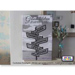 Grandparents Family Wooden Sign Post Personalised Picture Wall Art Framed Canvas Print Mum Dad Nana Grandad Grandma Birthday Christmas Gift - thumbnail 1