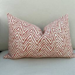 Orange Cushion Chevron Herringbone Muted Orange Flame Terracotta Henna - thumbnail 3