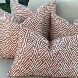 Orange Cushion Chevron Herringbone Muted Orange Flame Terracotta Henna - thumbnail 2
