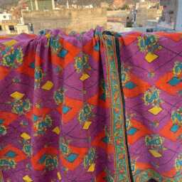 Block Print Patchwork Reversible Cotton Kantha Quilt Handmade Artistic Blanket - thumbnail 2