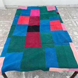 Block Print Patchwork Reversible Cotton Kantha Quilt Handmade Artistic Blanket - thumbnail 4