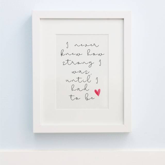 I Never Knew How Strong Was Until Had To Be Inspirational Wall Print For Women - image 1