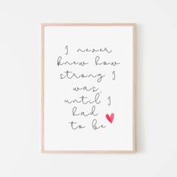I Never Knew How Strong Was Until Had To Be Inspirational Wall Print For Women - thumbnail 2
