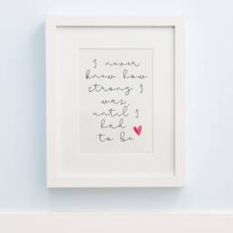 I Never Knew How Strong Was Until Had To Be Inspirational Wall Print For Women - thumbnail 1