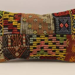 Lumbar Pillow, Patchwork Sofa Pillow, 12x20 in 30x50 cm, Vintage Turkish Kilim Pillow, Home Cushion Cover Boho Pillow Koef-1136 - thumbnail 2
