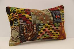 Lumbar Pillow, Patchwork Sofa Pillow, 12x20 in 30x50 cm, Vintage Turkish Kilim Pillow, Home Cushion Cover Boho Pillow Koef-1136 - thumbnail 1