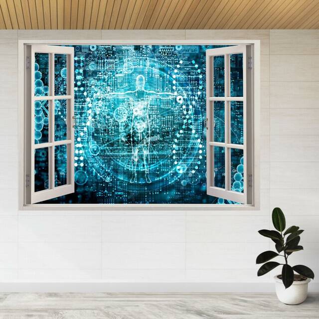 Genetic Research, Biotech Science 3D Window View Wall Sticker Poster Decal A959 - image 1